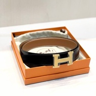 ORIGINAL Hermes Man Belt Reversible 32mm Black No Buckle Belt Only