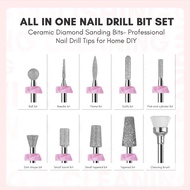 10Pcs Nail Drill Bits Set , Dimond Sanding Bit for Nail Drill E File , Electric Bits Acrylic Gel Nai