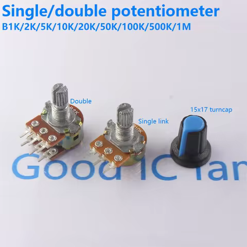 5PCS 15mm WH148 3Pin 6Pin B1K B2K B5K B10K B20K B50K B100K B250K B500K B1M Potentiometer 1K 2K 5K 10