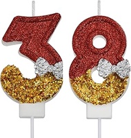VSHILI 38th 83rd Birthday Candles, Red 83 38 Year Old Number Birthday Candles, Happy Birthday Party 
