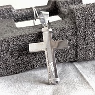 Robagin AA154 Titanium Silver Carved Cross Necklace Men Women Korean Cool