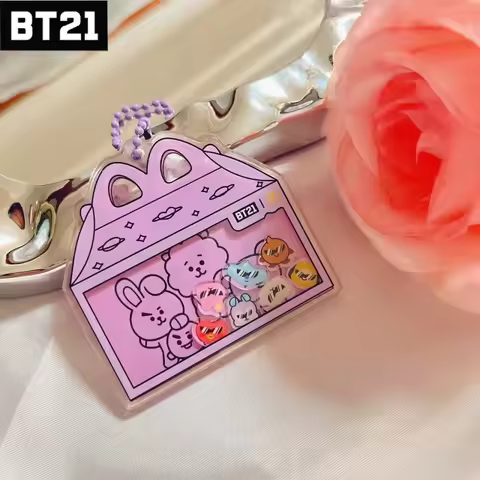 BT21 Popular Anime Cooky Koya Rj Keychain Pendant PVC Shake Fighter 6.5CM Shake Toys Rocking Knapsac