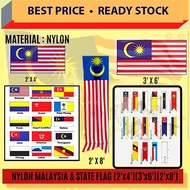Nylon Malaysia & States Flag (2'x4')(3'x6')(2'x8') / Flag / State Flag / Bendera Malaysia / Malaysia
