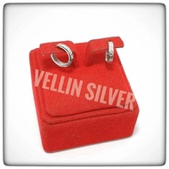 925 Silver Earrings with White Gold Plating - Authentic 925 Silver Round Earrings