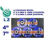 LZ METAL 4" 7" 100MM 180MM GRINDING DISC GRINDING WHEEL WHEEL MATA ASAH BESI/MATA GOSOK BESI 4" 7"