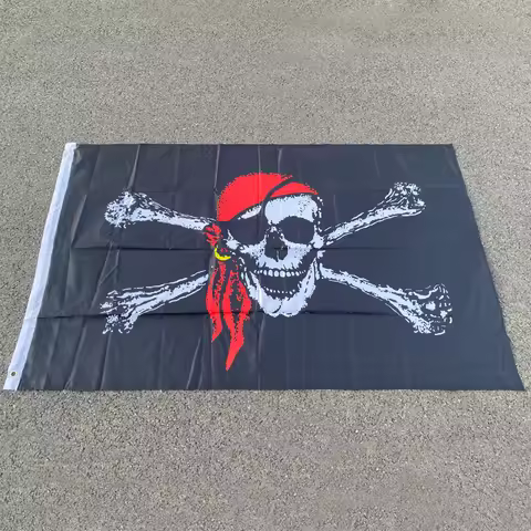 Aerlxemrbrae Flag Huge Skull and Cross Crossbones Jolly Roger Pirate Flags Holloween KTV Hanging Dec
