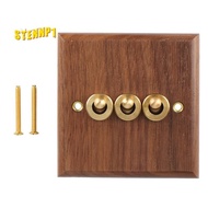 Retro American Industrial Style Light Switch Socket, Solid Wood Brass Toggle Switch Plate, Antique Home Stay Switch