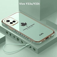Casing Vivo Y33s Case Maple Leaves Plating Cover Soft TPU Phone Case Vivo Y33t