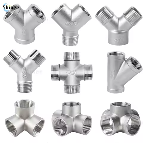 BSP Male+Female Threaded 3 4 5 Way Tee Y X Pipe Fitting 1/4" 3/8” 1/2" 3/4" 1" 2" Threaded SS304 Sta