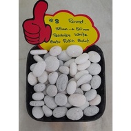 20kg, #8 batu bulat putih hiasan taman, batu tabur kubur, akuarium dll. 35mm—50mm, batu sungai, whit