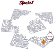 TOPABC 8Pcs Flowers Die Cuts, Lace Corner Corner Die Cuts, Embossing Template Flowers Butterfly Silv