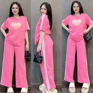 Set Bộ Cotton TRÁI TIM QUẦN SUÔNG ÁO FORM RỘNG - HN Closet