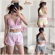 BEACH SET BRA WITH MULTI-COLOR STRIPED SHORTS