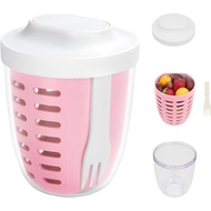 Fresh Fruit Salad Storage Cup To Go With Lids, Fork & Drain Baskets, Reusable Leakproof Food Storage