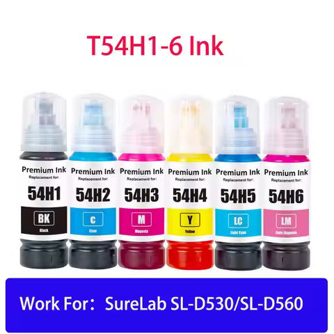 1Set T54H T54H1 T54H2 T54H3 T54H4 T54H5 T54H6 Premium Refill Ink for Epson SureLab SL-D530 SL-D560 P