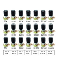 21Pcs B5K B10K B20K B50K B100K B250K B500K WH148 20MM Rotary Potentiometer Linear Potentiometer Kit 