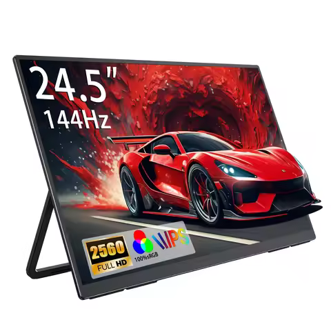 AHXJKA 24.5"Portable Gaming Monitor 2560x1440 HDR Large Display 178°Adjustable Stand Travel Second S