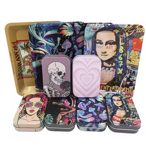 Cigarette Case Box With Rolling Tray 180*125 Tobacco Storage Smoke Roller Paper Jewelry Candy Coin K