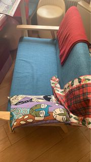 藍色布藝單人扶手椅