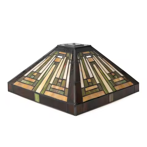 Mission Lamp Shade Accessories Replacement Amber Brown Mission Style Stained Glass Lampshade for Tab