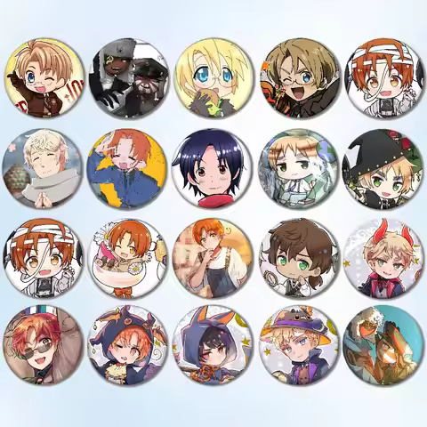 Anime Hetalia Axis Powers (1) Badges Tinplate Soft Button Pin Brooch Metal Badge Custom Jewelry Acce