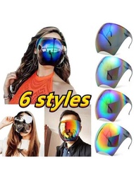 多功能戶外超大面罩太陽眼鏡女男遮陽板雙面彩色防霧口罩眼鏡全臉防塵護目鏡