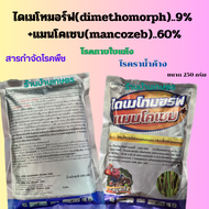 ไดเมโทมอร์ฟ (dimethomorph) 9% + แมนโคเซบ (mancozeb) 60% ขนาด 250 กรัม 2พลังบวก สารกำจัดและป้องกันโรค