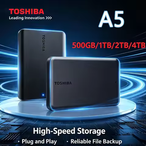 Toshiba A5 Series Small Black Portable Hard Drive High-Speed USB 3.2 Gen1 500GB/1TB/2TB/4TB Compatib