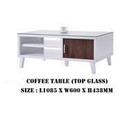 Snow Wood Series Living Room Glass Top Coffee Table