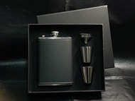 八安士黑色皮面酒壺禮盒套裝 Hip Flask Gift Set 