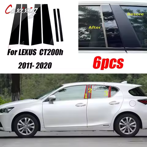 Glossy Piano Black For Lexus CT200h CT 200 200h 2011 - 2020 Car Door Window Center Middle Column B C