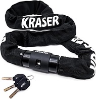 KRASER KR620 Bike Chain Lock, Heavy Duty ø6mm/0.23in Steel Links, Security Lock, Rotating Cover, Lig