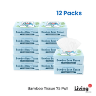【JOYSAVES】Bamboo Bear Tissue Soft Facial Tissue 75 Pull 4 Ply 118MMx175MM 6Packs