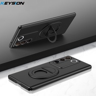 KEYSION V29เคสสำหรับ VIVO กันกระแทก5G ฝาหลังโทรศัพท์ขาตั้งโทรศัพท์พลาสติกแข็งผิวด้าน V27สำหรับ VIVO 