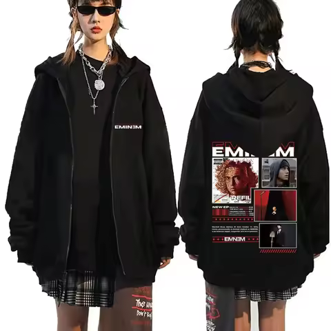 Rapper Eminem Music Album 2025 Zipper Hoodie Men's Clothing Retro Oversized Zip Up Sweatshirt Men Hi
