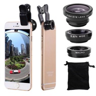 3-in-1 Fish Eye Lens Camera Kits Universal Wide Angle Mobile Phone Lenses Macro with Clip 0.67x For iPhone Samsung All Phones
