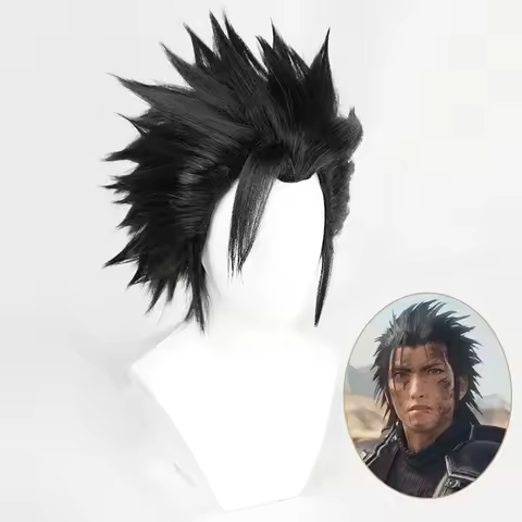 Zack Fair Game Final Fantasy FF7 Short Black Heat Resistant Hair Cosplay Halloween Costume Party Wig