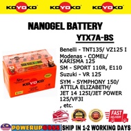 YTX7A-BS YTX7A BTX7A KOYOKO NANOGEL BATTERY TNT135 KARISMA SPORT E VF3I JET POWER SYMPHONY 150 YUASA