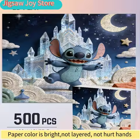 2D Flat, Disney Stitch and Mickey Mouse Home Decorative 2D Printed Art, Disney Jigsaw Puzzle, an Edu