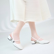 Giày Cao Gót MWC G120 - Giày Slingback Mũi Vuông Phối Dây Khoá Tròn Thanh Lịch Sang Trọng