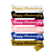 Happy Anniversary Satin Sash Anniversary Celebration Decoration Gift for Couples