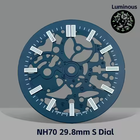 NH70 29.8mm Nautilus Skeleton Dial S Dial, Night Glow for NH70/NH38 Caliber, Watch Modification Acce