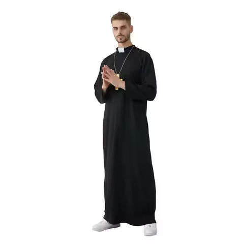 Adults Easter Purim Halloween Costume for Men Father Priest Bishop Costumes Christian Pastor Clergym