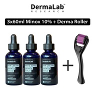 DERMALAB Topical minoxidill 10% Hair Volumizing SERUM 3bottle + DERMAROLLER