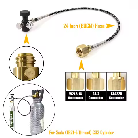 Co2 Cylinder Tank Refill Adaptor Hose Gauge Kit For Sodastream To Charging Refilling CO2 With W21.8-