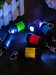 1支無固定顏色的mini手電筒,usb可充電led塑料啞光手電筒,戶外鑰匙扣燈,露營照明配件
