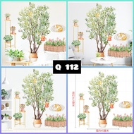 wall sticker wallsticker stiker dinding kamar pohon daun hijau d3 - q112