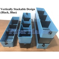 Premium 2 Feet Stackable Top Filter Box (Blue/Black) . Complete Set with Covers And Accessories.