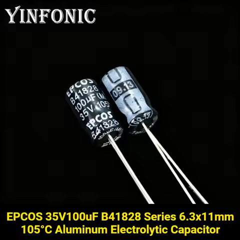20Pcs/100Pcs EPCOS 35V100uF B41828 Series 6.3x11mm 100uF/35V 105°C Aluminum Electrolytic Capacitor