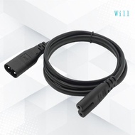 Will Black IEC 60320 C7 to C8 Extension Cord 2x0 75mm² Conductors for Equipment Charging